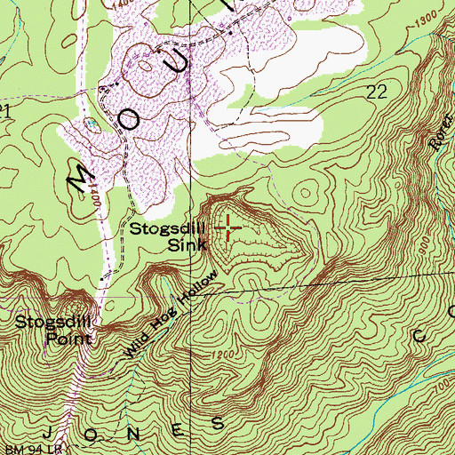 Topographic Map of Stogsdill Sink, AL