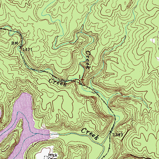 Topographic Map of West Prong Hill Creek, TN