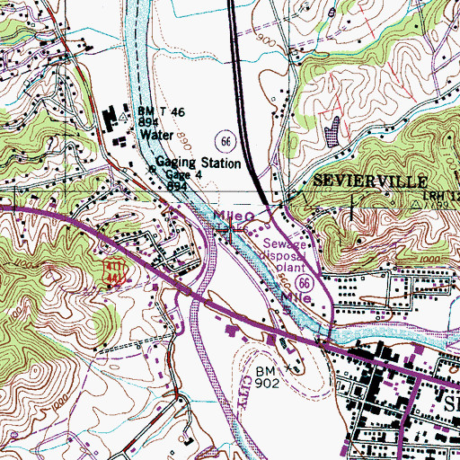 Topographic Map of West Prong Little Pigeon River, TN