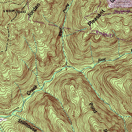 Topographic Map of West Prong Nicks Creek, TN
