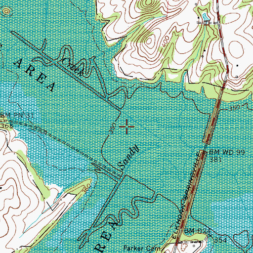 Topographic Map of West Sandy Creek Dewatering Area, TN