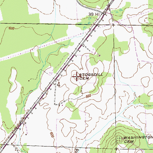 Topographic Map of Stogspill Cemetery, AL