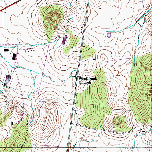 Topographic Map of Westbrook Church, TN