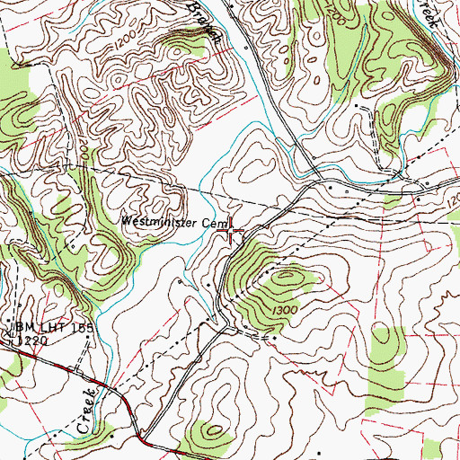 Topographic Map of Westminister Cemetery, TN