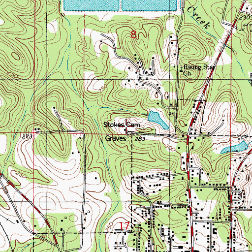 Topographic Map of Stokes Cemetery, AL