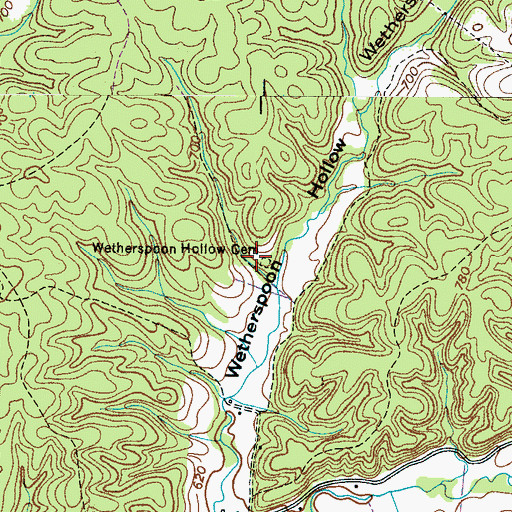 Topographic Map of Wetherspoon Hollow Cemetery, TN