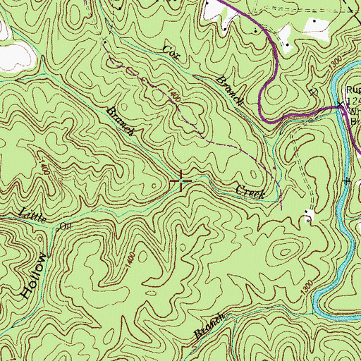 Topographic Map of Whaley Branch, TN