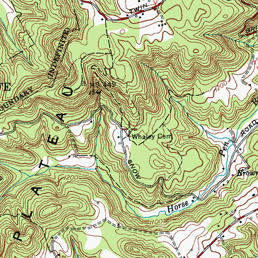 Topographic Map of Whaley Cemetery, TN