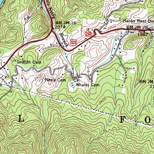 Topographic Map of Whaley Cemetery, TN