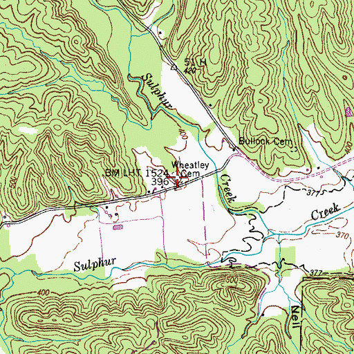 Topographic Map of Wheatley Cemetery, TN