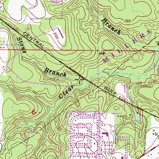 Topographic Map of Stone Branch, AL