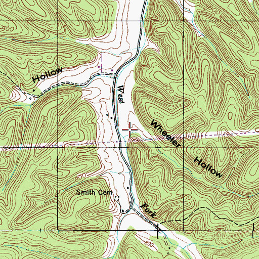 Topographic Map of Wheeler Hollow, TN