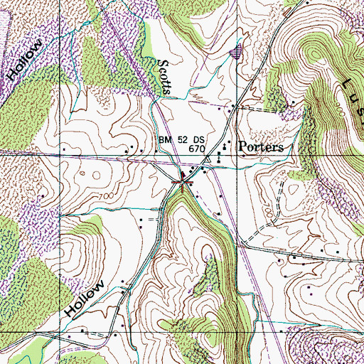 Topographic Map of Wheeler Hollow, TN
