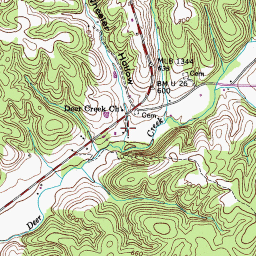 Topographic Map of Wheeler Hollow, TN