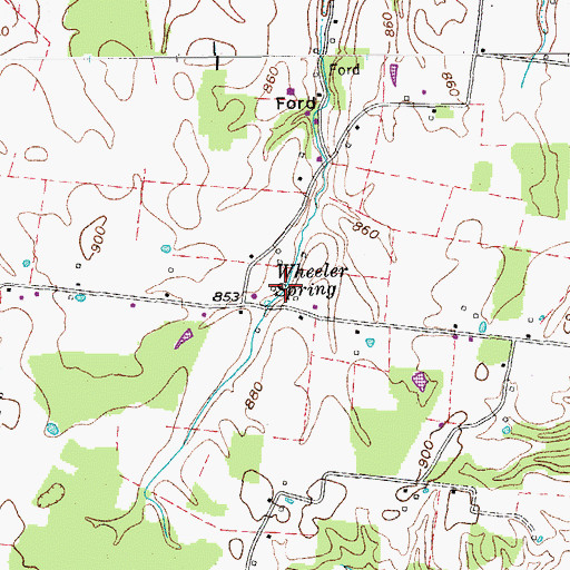 Topographic Map of Wheeler Spring, TN
