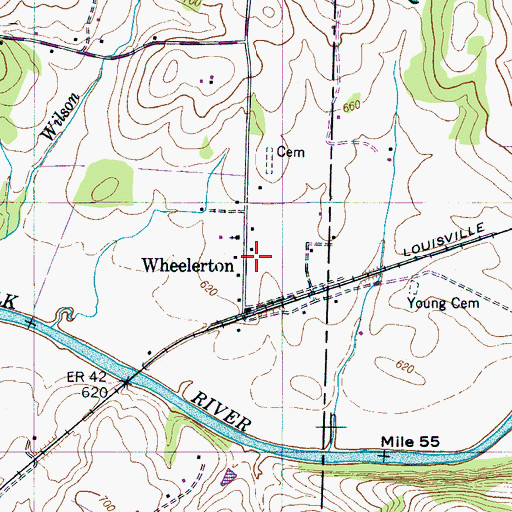 Topographic Map of Wheelerton, TN
