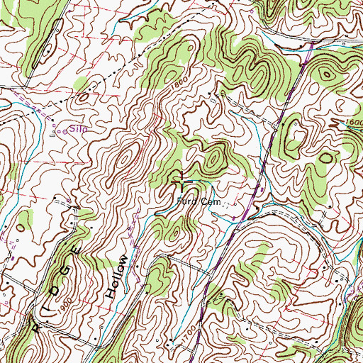 Topographic Map of Wheelock Hollow, TN