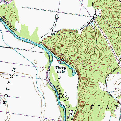 Topographic Map of Whery Lake, TN