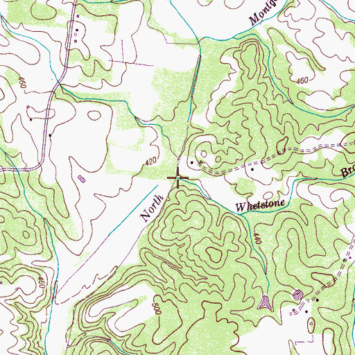 Topographic Map of Whetstone Branch, TN