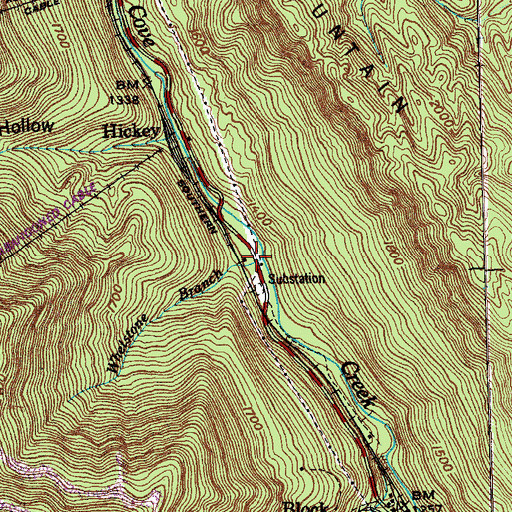 Topographic Map of Whetstone Branch, TN