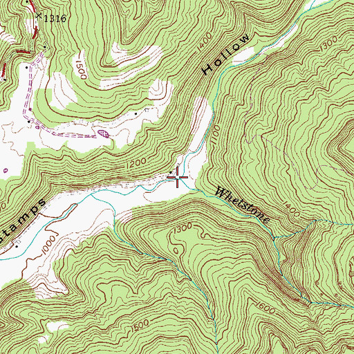 Topographic Map of Whetstone Creek, TN