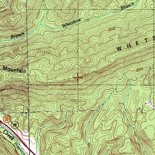 Topographic Map of Whetstone Mountain, TN