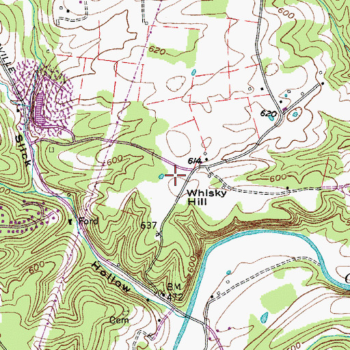 Topographic Map of Whisky Hill, TN