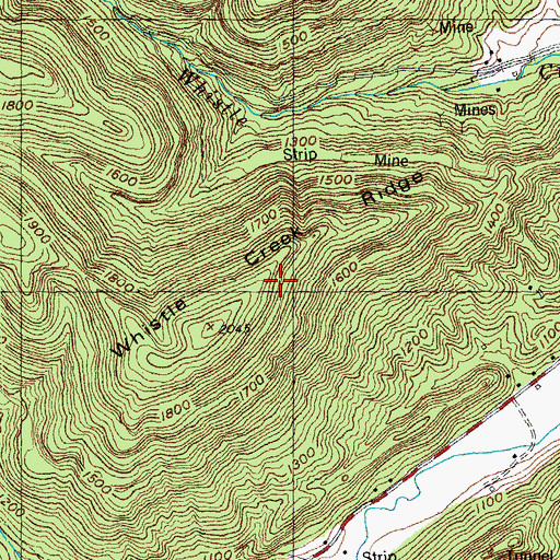 Topographic Map of Whistle Creek Ridge, TN