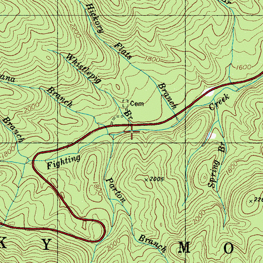 Topographic Map of Whistlepig Branch, TN