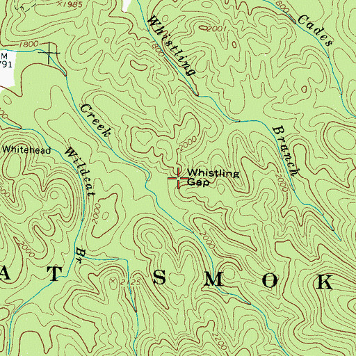 Topographic Map of Whistling Gap, TN