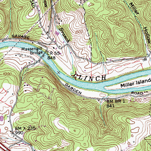 Topographic Map of Whitaker Hollow, TN
