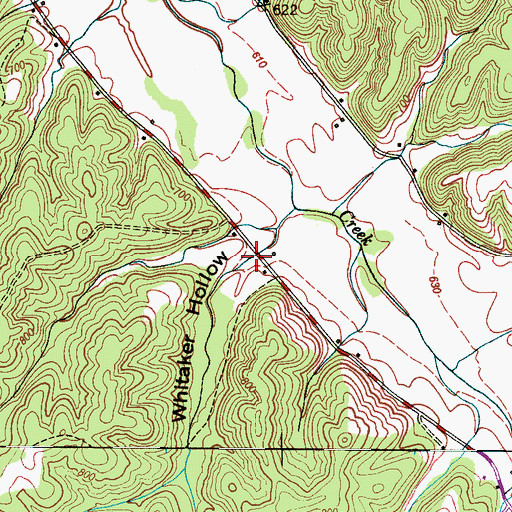 Topographic Map of Whitaker Hollow, TN