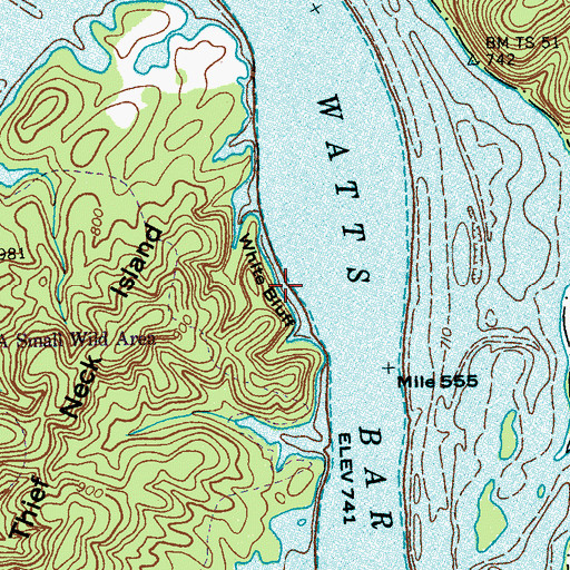 Topographic Map of White Bluff, TN