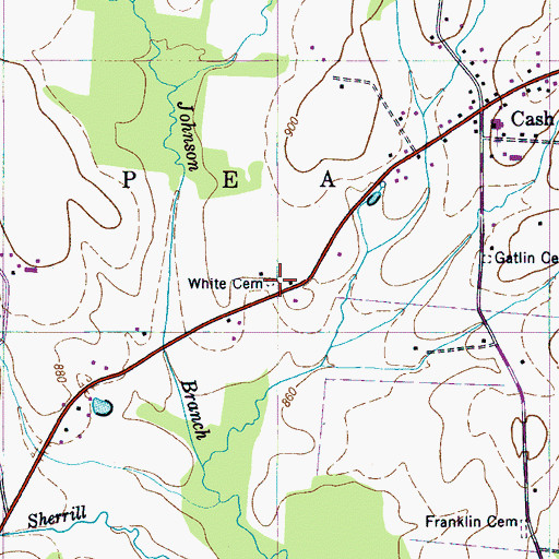 Topographic Map of White Cemetery, TN