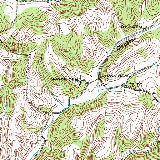 Topographic Map of White Cemetery, TN