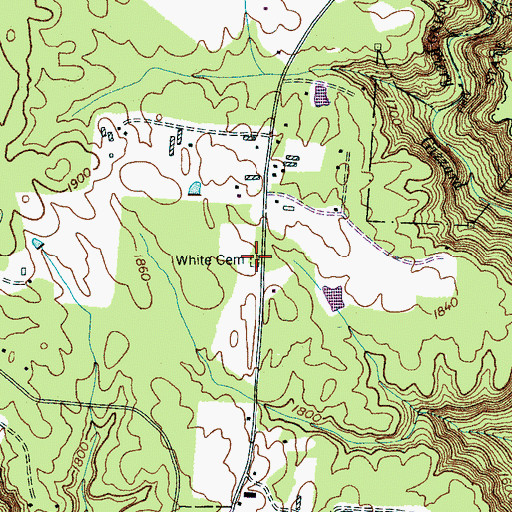 Topographic Map of White Cemetery, TN
