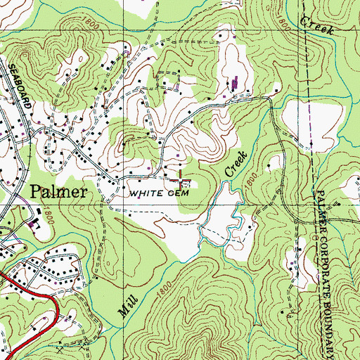 Topographic Map of White Cemetery, TN
