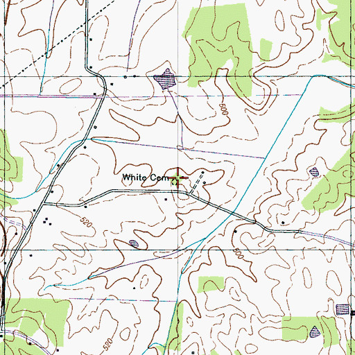 Topographic Map of White Cemetery, TN