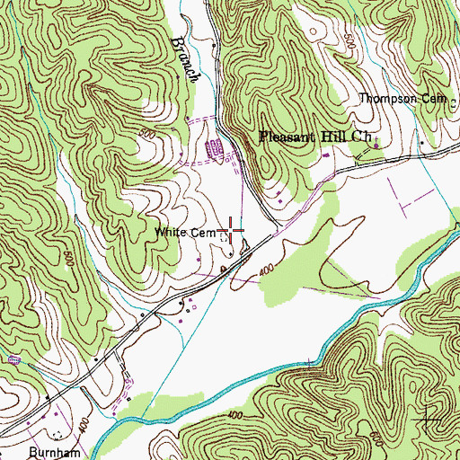 Topographic Map of White Cemetery, TN