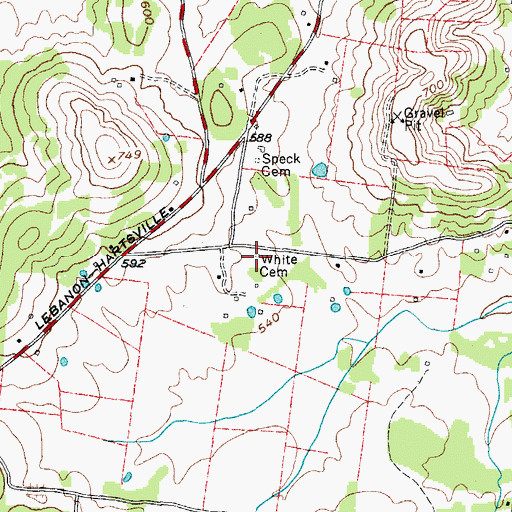 Topographic Map of White Cemetery, TN