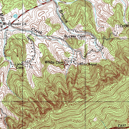 Topographic Map of White Cemetery, TN