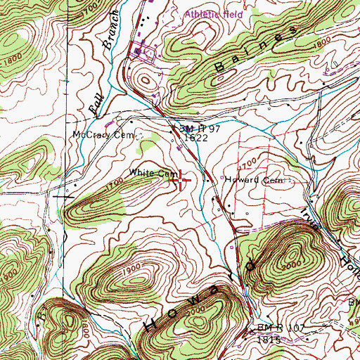 Topographic Map of White Cemetery, TN