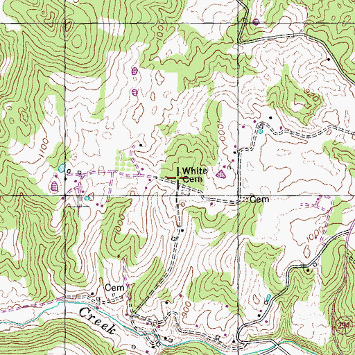 Topographic Map of White Cemetery, TN