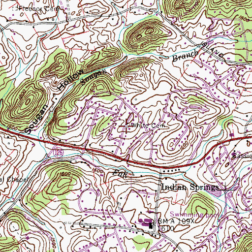 Topographic Map of White Cemetery, TN