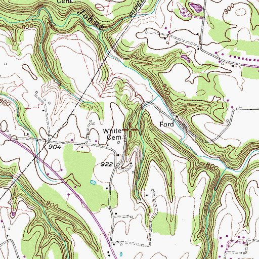 Topographic Map of Joseph Harrison White Cemetery, TN