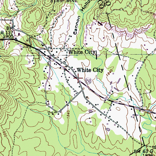 Topographic Map of White City, TN