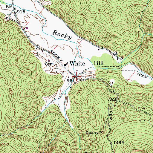 Topographic Map of White Hill, TN