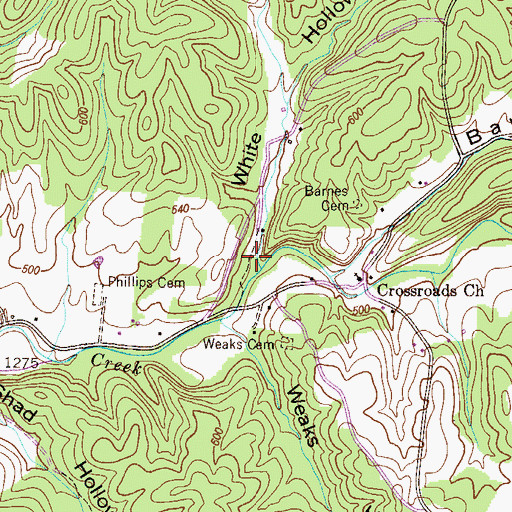 Topographic Map of White Hollow, TN