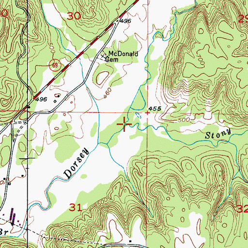 Topographic Map of Stony Lonesome Branch, AL