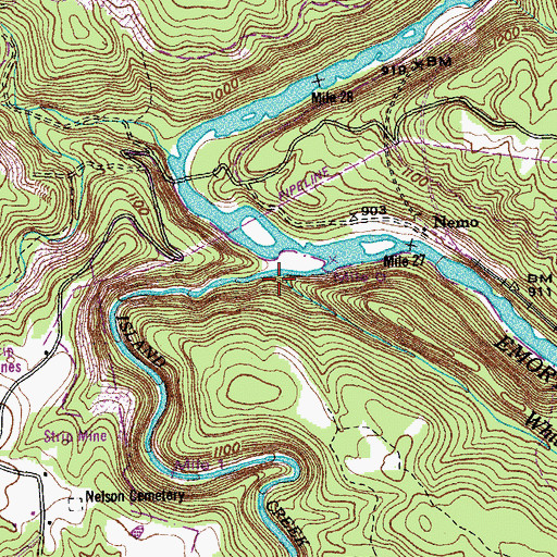 Topographic Map of White Horse Branch, TN